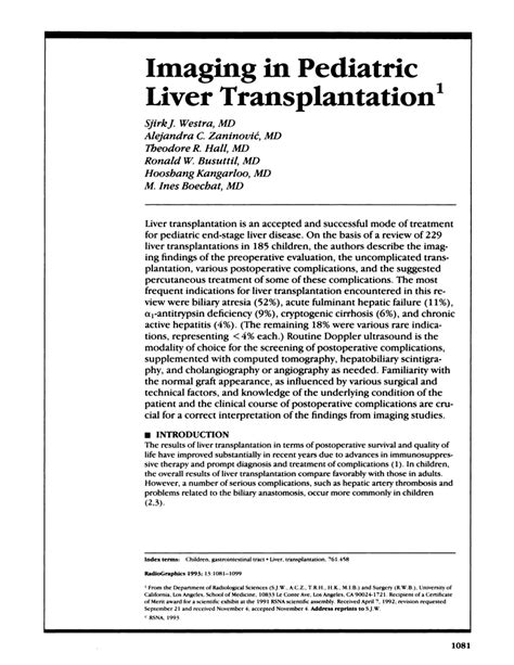 Pdf Imaging In Pediatric Liver Transplantation