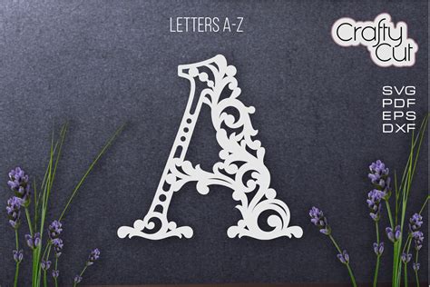 Initial Monogram Letters Fancy Floral Alphabet Letter 821052 Cut