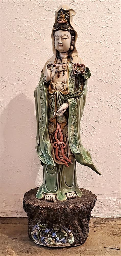 Large Chinese Ceramic Guan Yin Statue Rockwell Antiques Dallas