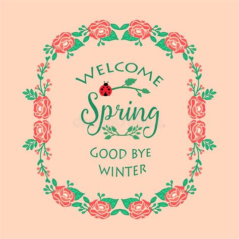 Element Design Of Leaves And Rose Wreath Frame For Welcome Spring