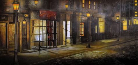 Victorian Street With Snowdust Professional Scenic Backdrop One Of