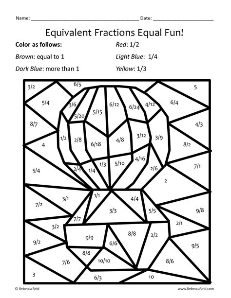Multiplying Fractions Color By Number Math Sketch Coloring Page