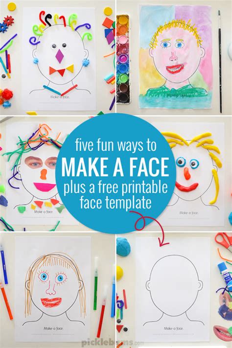 make a face activity five ideas and a free printable picklebums