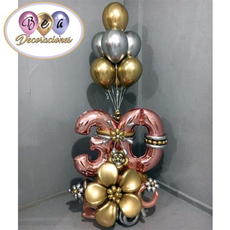 Bouquet De Globos Metálicos Y Cromados 30 Años Decoraciones Bea