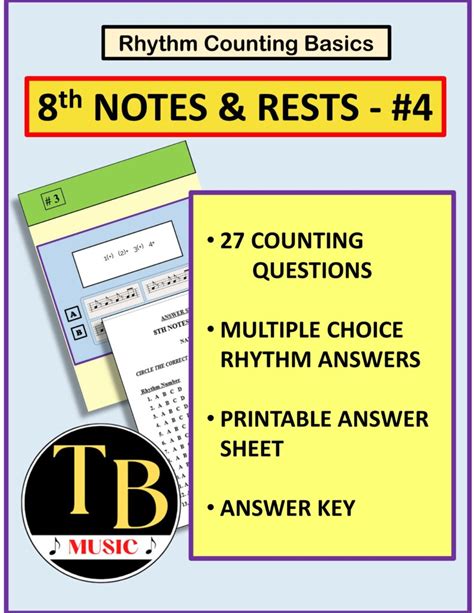 Counting Rhythms 8th Notes And Rests 4 Made By Teachers