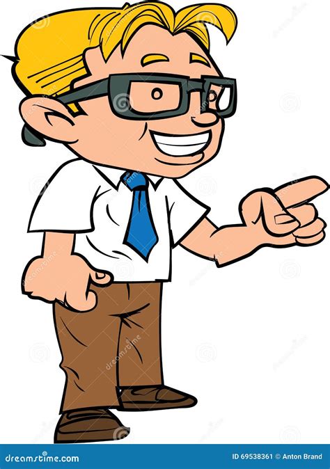 happy cartoon nerd with glasses stock illustration illustration of male happy 69538361