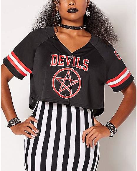 Devils Crop Top Jersey T Shirt Spencers