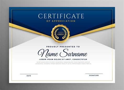 Elegant Blue And Gold Diploma Certificate Template Download Free