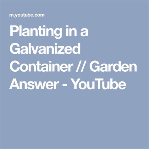 Planting In A Galvanized Container Garden Answer Youtube
