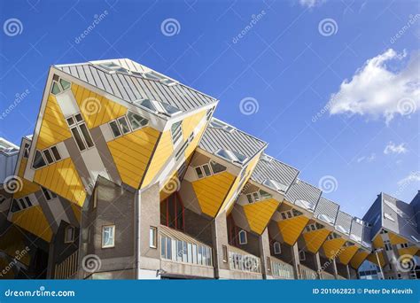 Yellow Cubic Houses Or Kubuswoningen By Architect Piet Blom On The