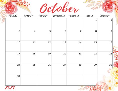 Cute October 2021 Calendar Desk And Wall Time Management Tips And Tools