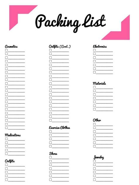 Packing List Templates 15 Free Word Excel Pdf Formats