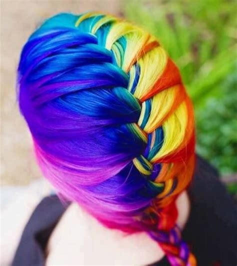 Rainbow French Braid Hair Styles Rainbow Hair Crazy Hair