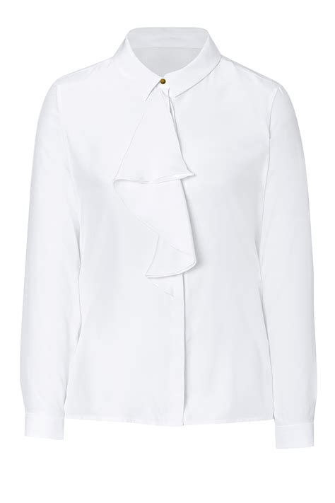 White Satin Blouse Long Sleeves Hair Solid Vintage Collar Long Sleeve