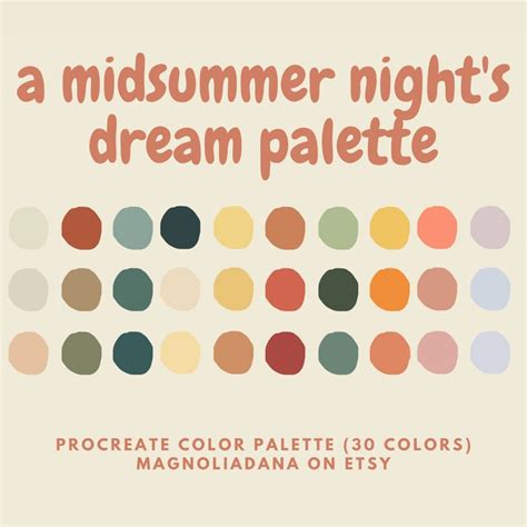 A Midsummer Nights Dream Procreate Color Palette Etsy