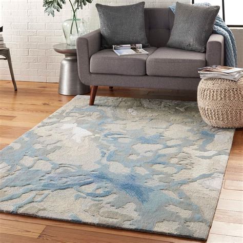Shop Blue Contemporary Area Rugs Nourison Hand Tufted Rugs Rugs
