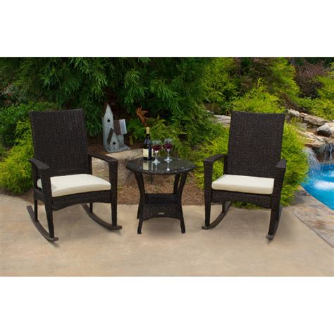 Tortuga Outdoor Bayview 3 Piece Resin Wicker Outdoor Rocking Chair Set