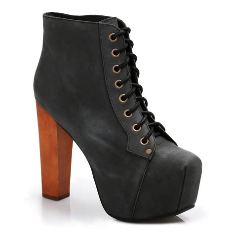 Jeffrey Campbell Lita Black Leather High Heels Womens Shoes Size 3 8 Ebay