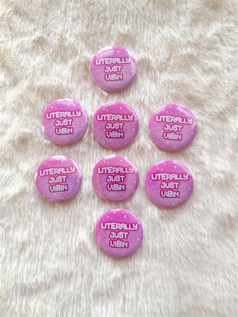 Sparkle Literally Just Vibin Aesthetic Button Badge Etsy