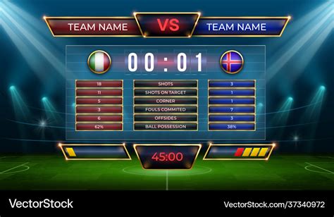 Soccer Scoreboard Football Match Score And Goal Vector Image