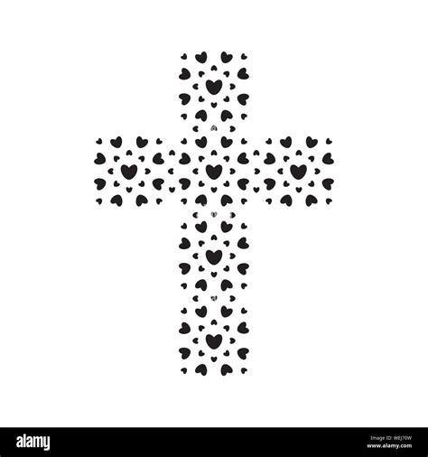 Christian Symbol Black Hearts Cross Icon God Is Love Sign Church