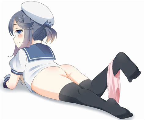 Soba Sobaya1938 Tsushima Kancolle Kantai Collection 1girl Ass Black Thighhighs Blouse