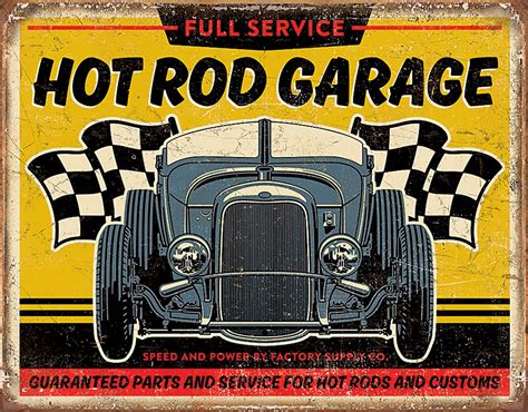 Tsn2105 Tin Signs Hot Rod Garage Sign