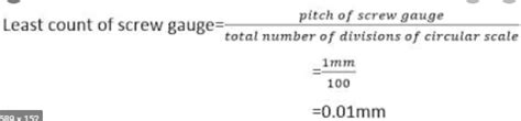 Micrometer Screw Gauge With Least Count Formula