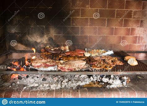 Argentine Asado Barbecue Close Up Stock Photo Image Of Fire Cooking