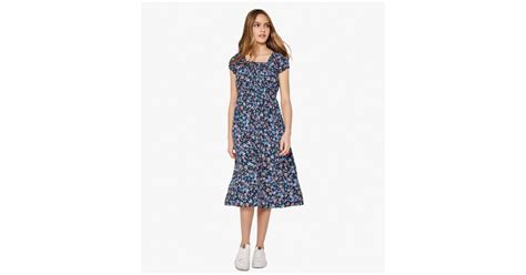 Apricot Navy Ditsy Floral Milkmaid Midi Dress New Look