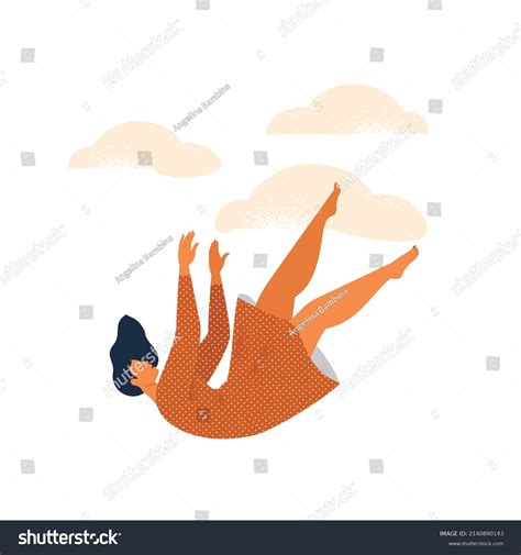 Girl Falling Into Abyss Guy Falls Stock Vector Royalty Free