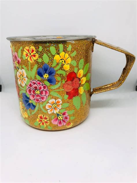 Hand Painted Steel Mugs Hand Painted Coffee Mugs With Lead Etsy