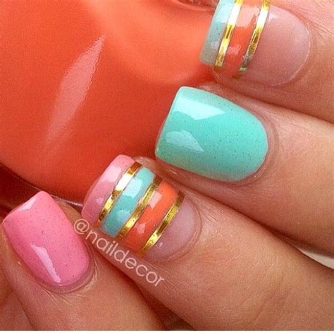 Aug 27, 2020 · use a bright aquamarine teal for your nails and add some holographic powder on top. pink, teal and orange nails | Nails Nails Nails ...