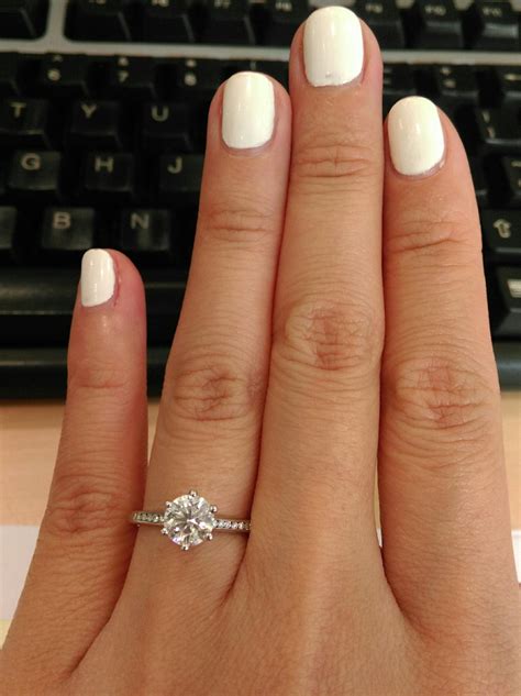 1 Carat Diamond Engagement Ring On Hand Diamond