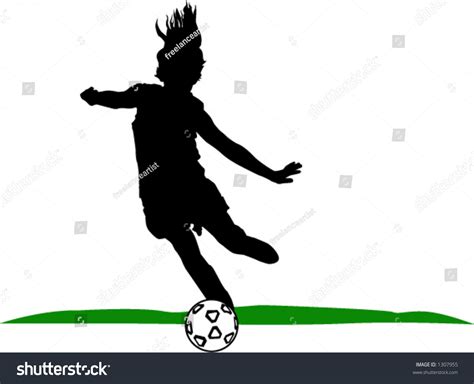 Girl Kicking Soccerball Stock Vector Illustration 1307955 Shutterstock