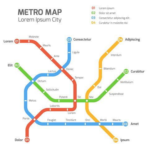 Subway Vector Map Template City Metro Transportation Scheme By