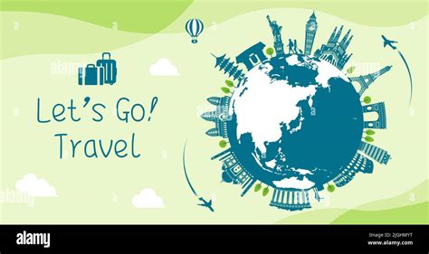 Lets Go Travel Vector Banner Illustration Stock Vector Image And Art Alamy