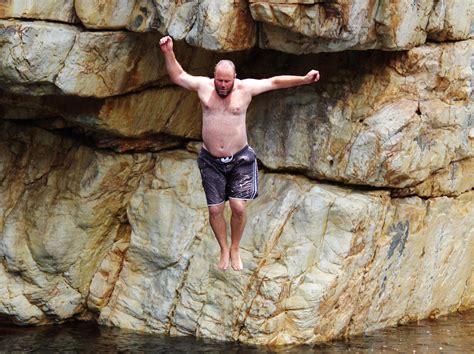 Free Images Man Water Adventure River Jump Rock Climbing