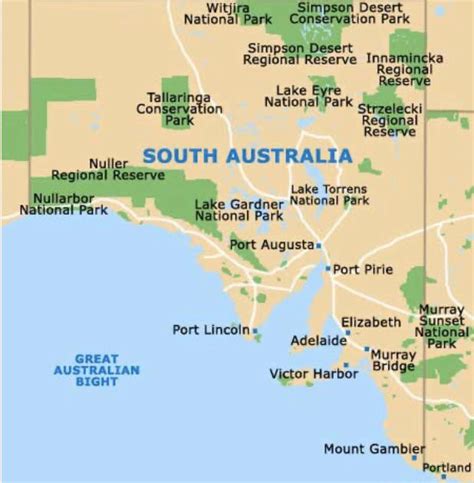 Green Represents The National Parks Of South Australia Australia