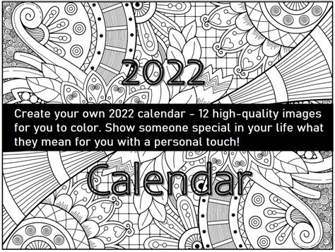 Color Your Own 2022 Calendar Fantastic T Idea For Someone You Love