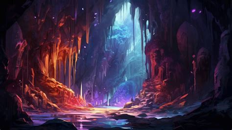 5 Fantasy Crystal Cave Wallpaper Images Enchanted Cave Etsy