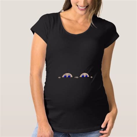 Twin Babies Peeking From Belly Maternity T Shirt