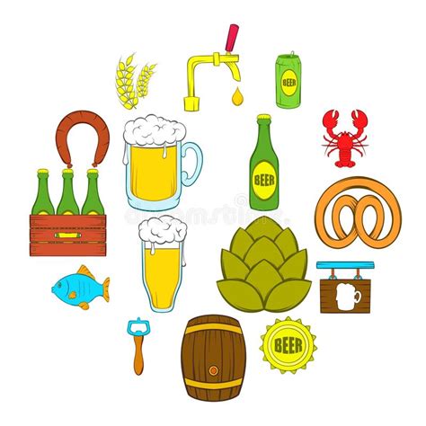 beer icons set pop art style stock vector illustration of alcohol restaurant 116317818