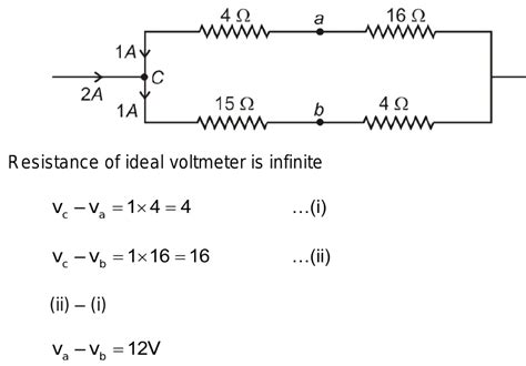 in the circuit shown below the reading of the ideal voltmeter v