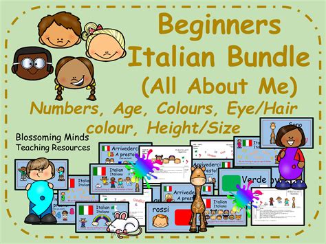Italian All About Me 5 Lesson Bundle Teaching Resources