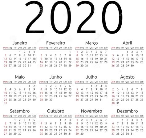 Calendario 2020 Para Imprimir