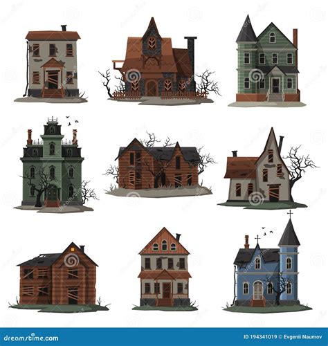 Scary Houses Collection Halloween Haunted Mansions With Boarded Up