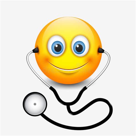 Cute Smiling Doctor Emoticon Wearing Stethoscope Emoji Smiley
