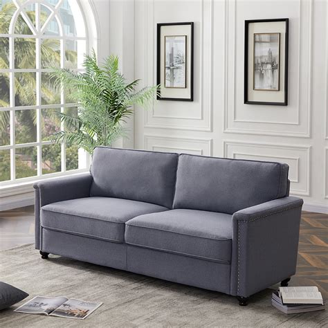 Kepooman 76 Modern Linen Farbic Loveseat Sofa Overstuffed Classically
