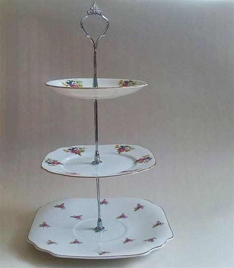 3 Tier Vintage China Plate Cake Stand Vintage Cake Stands Cake